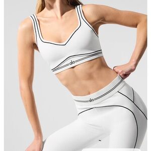 ALO Yoga White and Black Sports Bra